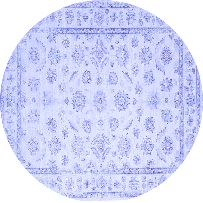Round Machine Washable Oriental Blue Traditional Rug, wshtr843blu