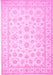 Machine Washable Oriental Pink Traditional Rug, wshtr843pnk