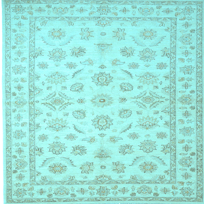 Square Machine Washable Oriental Light Blue Traditional Rug, wshtr843lblu