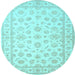 Round Oriental Light Blue Traditional Rug, tr843lblu