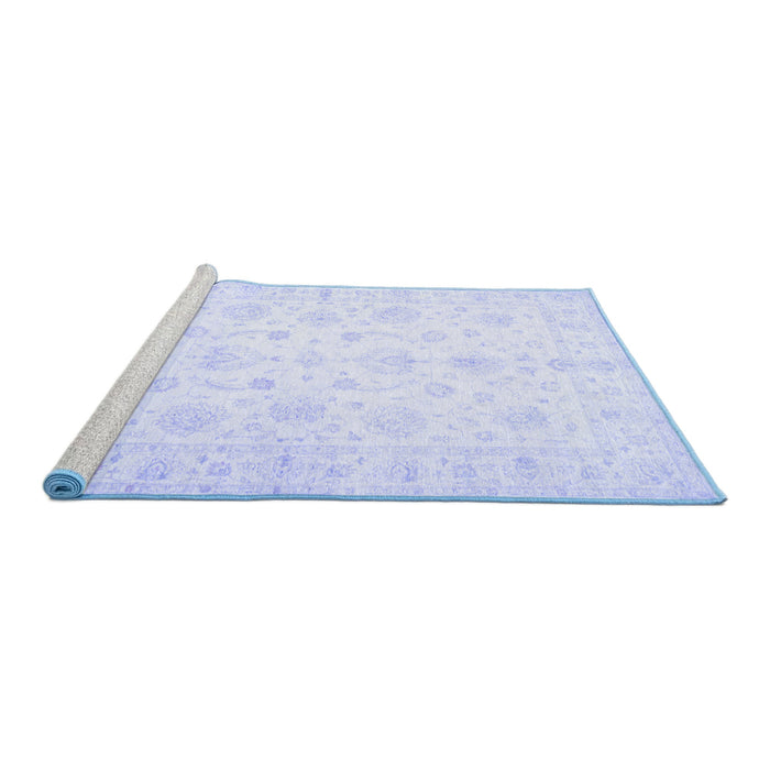 Sideview of Machine Washable Oriental Blue Traditional Rug, wshtr844blu