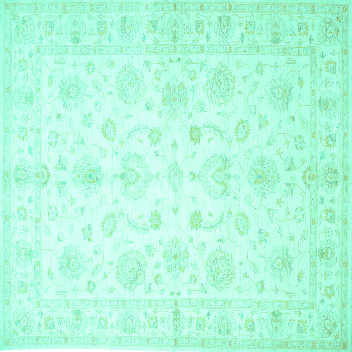 Square Oriental Turquoise Traditional Rug, tr844turq