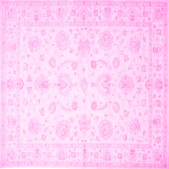 Square Machine Washable Oriental Pink Traditional Rug, wshtr844pnk