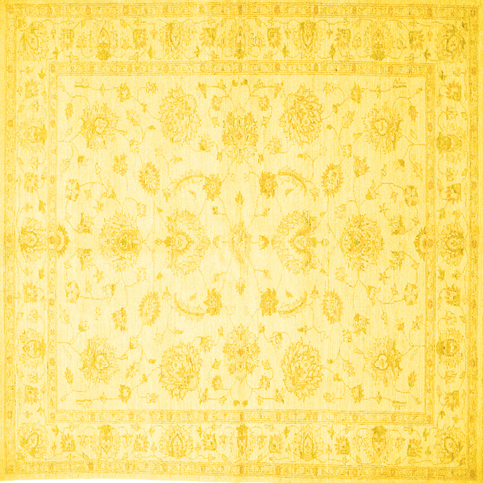 Square Oriental Yellow Traditional Rug, tr844yw