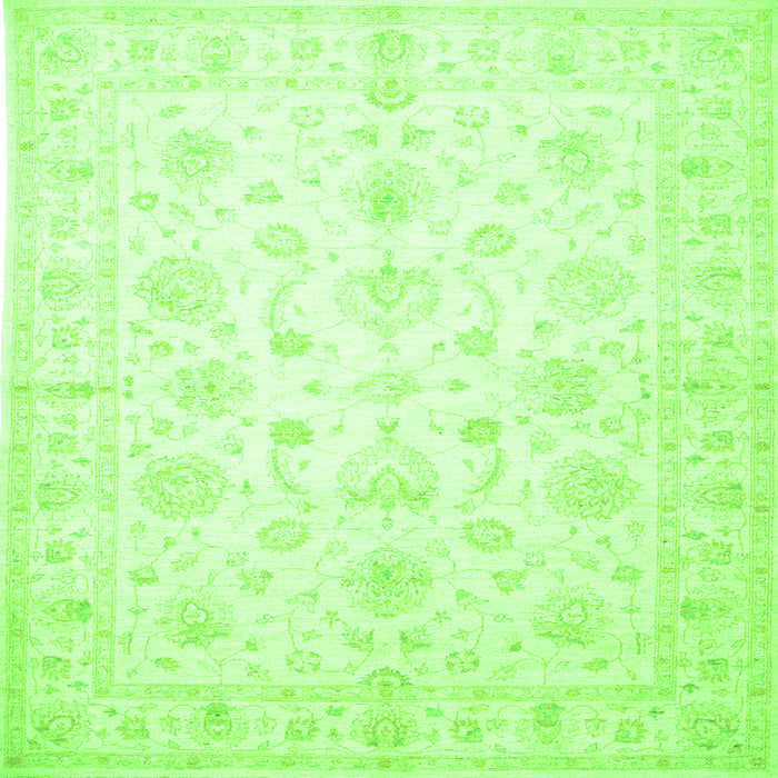 Round Machine Washable Oriental Green Traditional Area Rugs, wshtr844grn