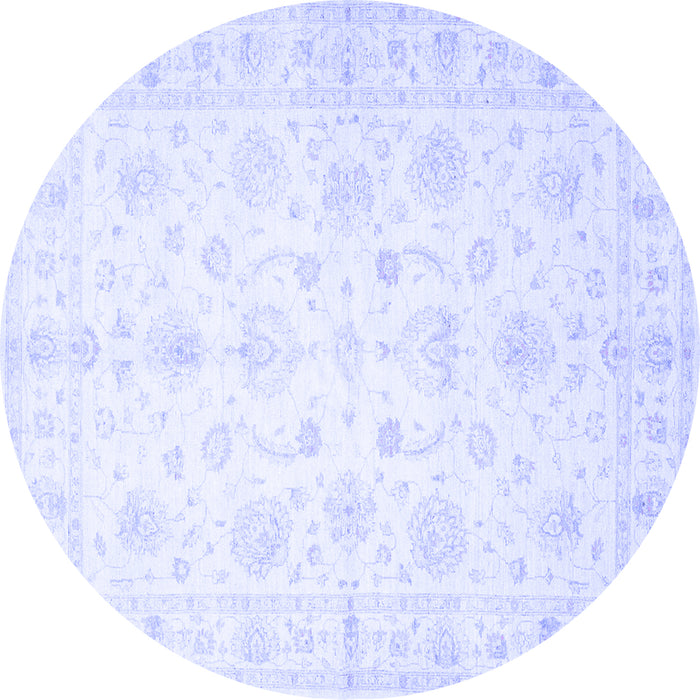 Round Oriental Blue Traditional Rug, tr844blu