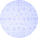 Round Oriental Blue Traditional Rug, tr844blu