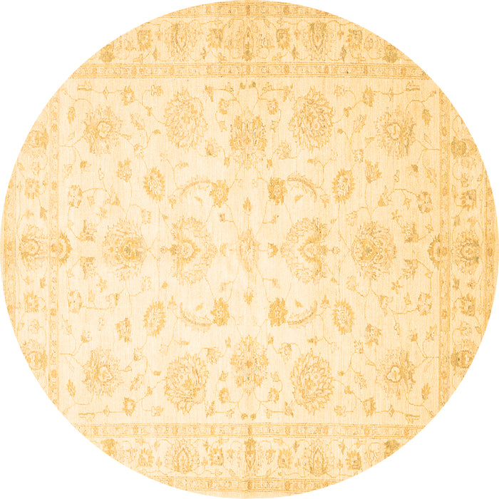 Round Oriental Brown Traditional Rug, tr844brn