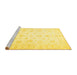 Sideview of Machine Washable Oriental Yellow Traditional Rug, wshtr844yw