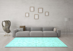 Machine Washable Oriental Light Blue Traditional Rug in a Living Room, wshtr844lblu
