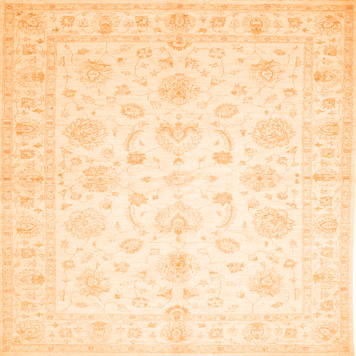 Round Machine Washable Oriental Orange Traditional Area Rugs, wshtr844org