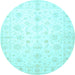 Round Oriental Light Blue Traditional Rug, tr844lblu