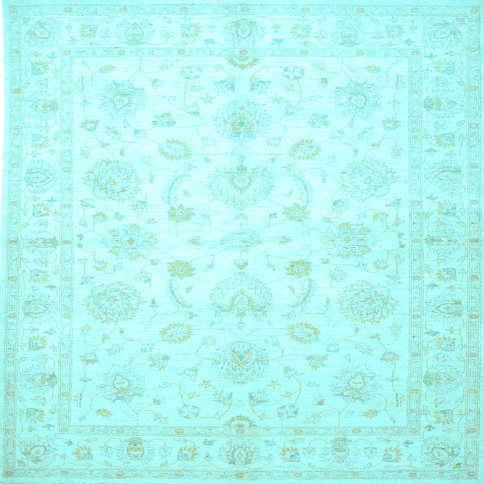 Square Machine Washable Oriental Light Blue Traditional Rug, wshtr844lblu