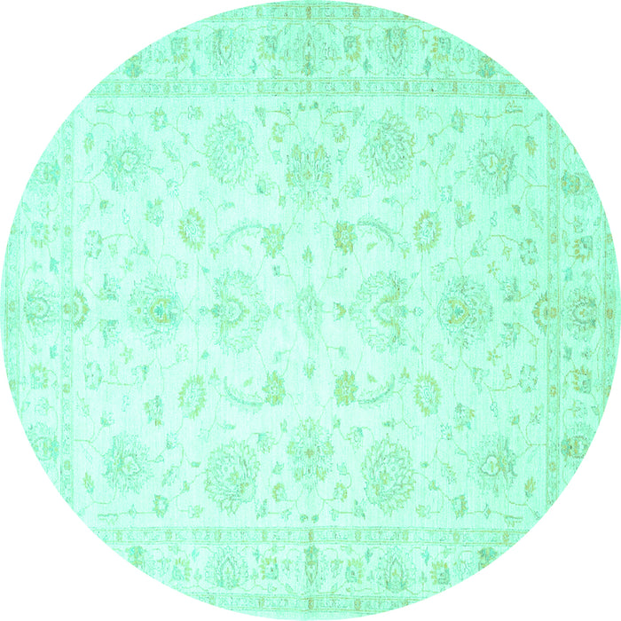 Round Oriental Turquoise Traditional Rug, tr844turq