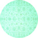 Round Oriental Turquoise Traditional Rug, tr844turq