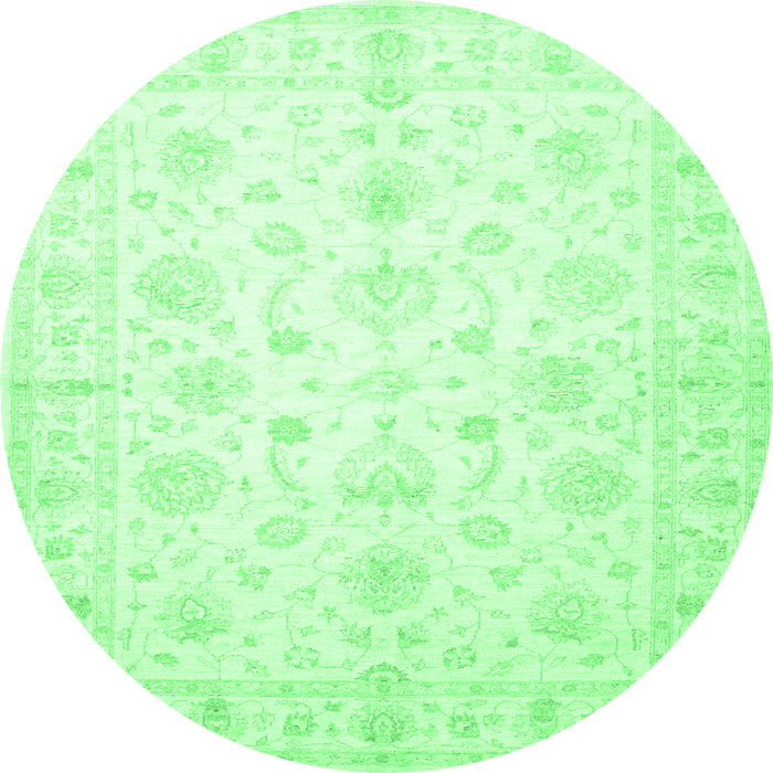 Round Oriental Emerald Green Traditional Rug, tr844emgrn