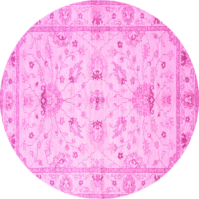 Round Oriental Pink Traditional Rug, tr845pnk