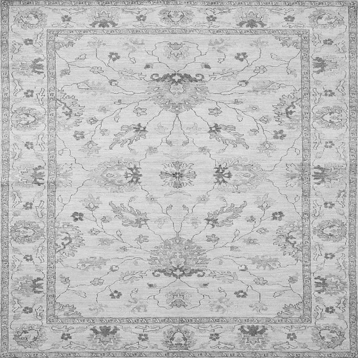 Round Machine Washable Oriental Gray Traditional Rug, wshtr845gry