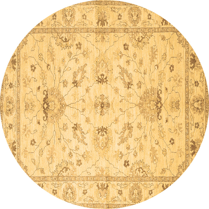 Round Oriental Brown Traditional Rug, tr845brn