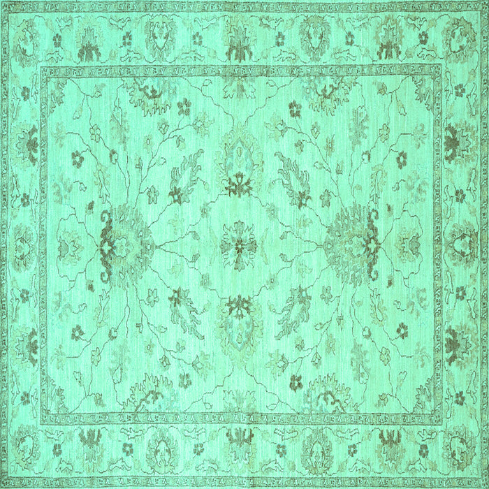 Square Machine Washable Oriental Turquoise Traditional Area Rugs, wshtr845turq