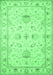 Machine Washable Oriental Emerald Green Traditional Area Rugs, wshtr845emgrn