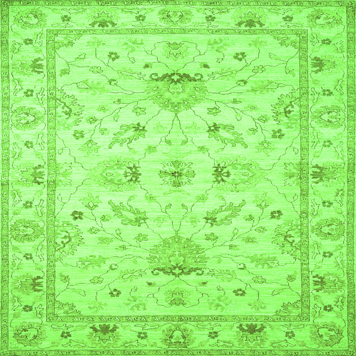 Round Machine Washable Oriental Green Traditional Area Rugs, wshtr845grn