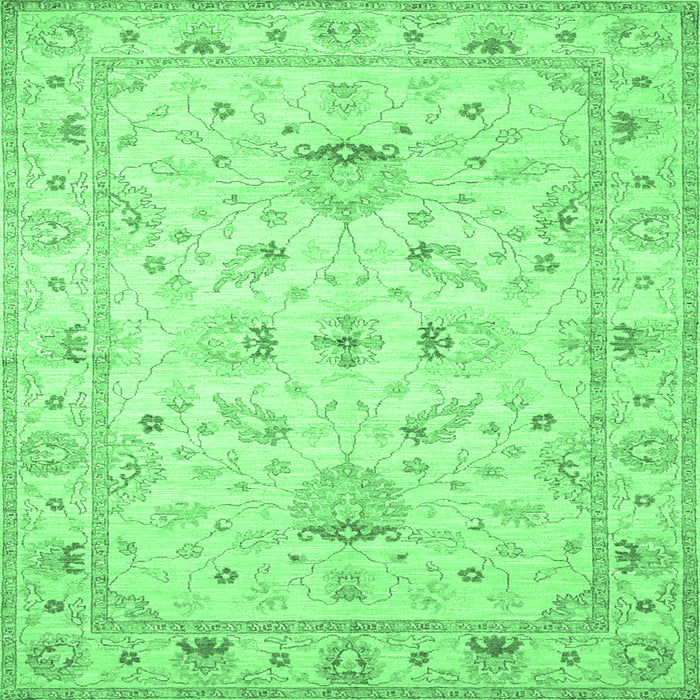 Square Machine Washable Oriental Emerald Green Traditional Area Rugs, wshtr845emgrn