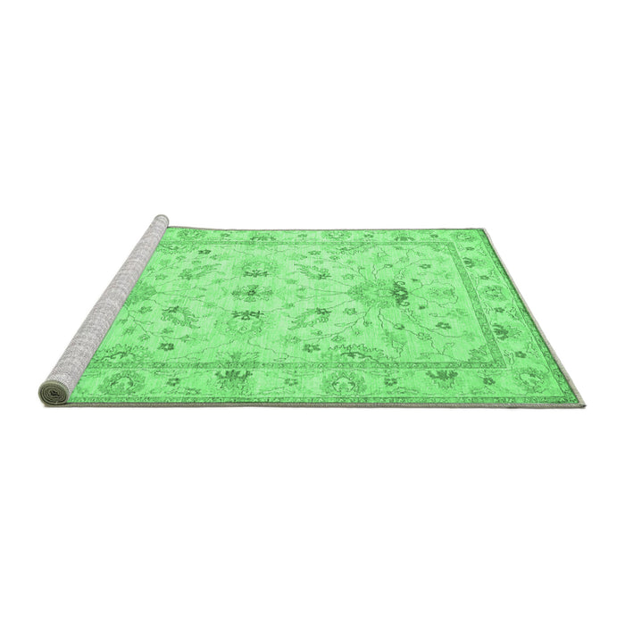 Sideview of Machine Washable Oriental Emerald Green Traditional Area Rugs, wshtr845emgrn