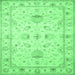 Square Oriental Emerald Green Traditional Rug, tr845emgrn