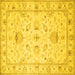 Square Machine Washable Oriental Yellow Traditional Rug, wshtr845yw