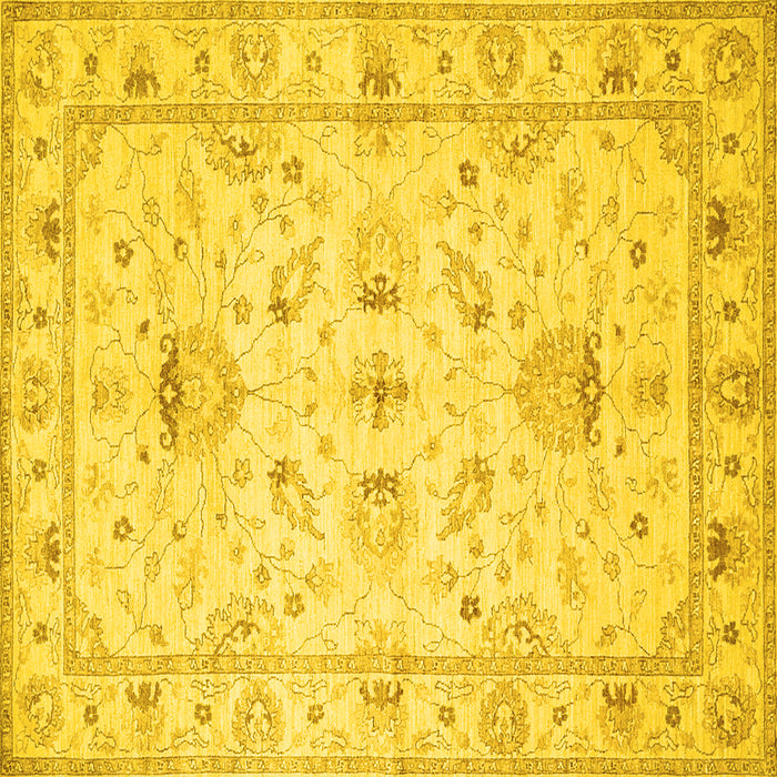 Square Oriental Yellow Traditional Rug, tr845yw