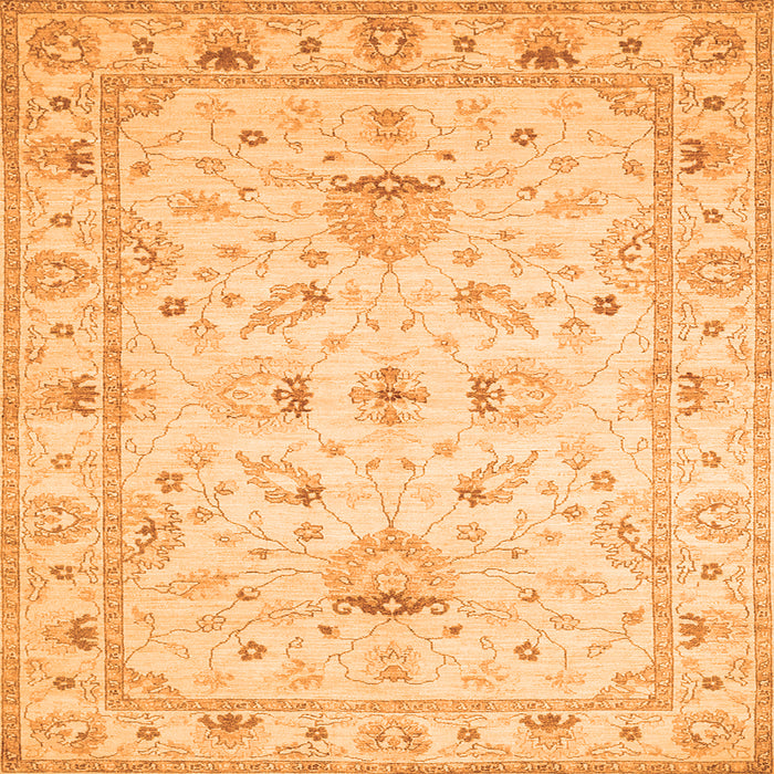 Round Machine Washable Oriental Orange Traditional Area Rugs, wshtr845org