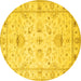 Round Oriental Yellow Traditional Rug, tr845yw