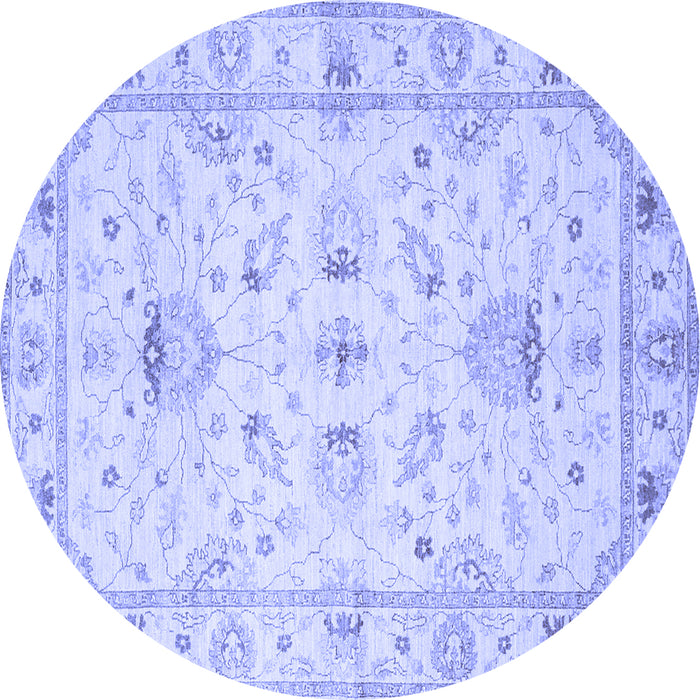 Round Oriental Blue Traditional Rug, tr845blu