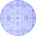 Round Oriental Blue Traditional Rug, tr845blu