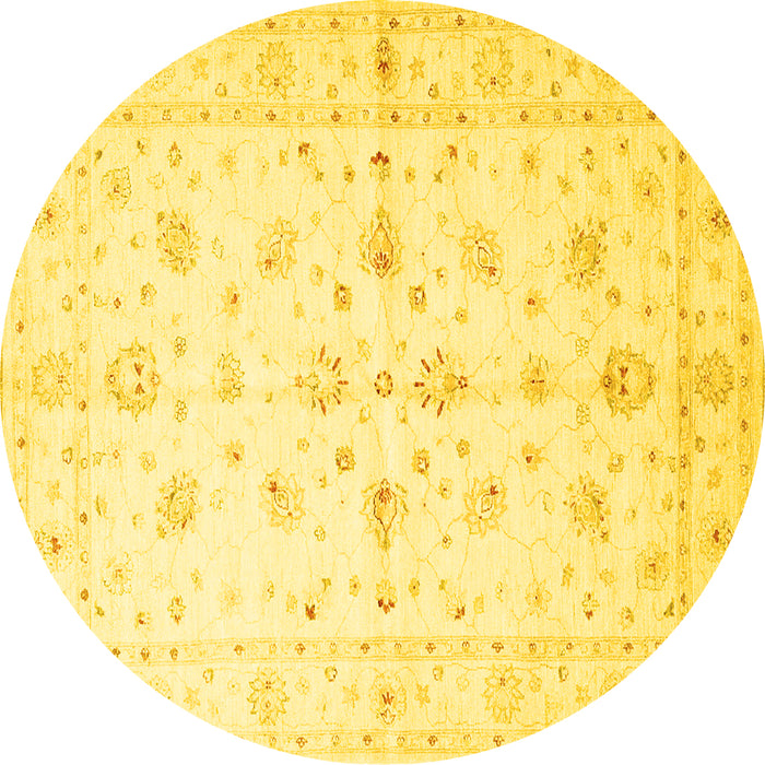 Round Machine Washable Persian Yellow Traditional Rug, wshtr846yw