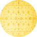 Round Machine Washable Persian Yellow Traditional Rug, wshtr846yw