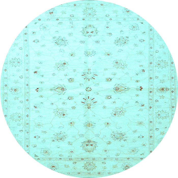 Round Machine Washable Persian Light Blue Traditional Rug, wshtr846lblu