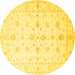 Round Persian Yellow Traditional Rug, tr846yw