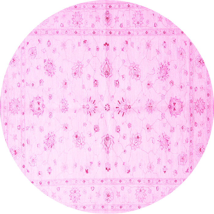 Round Machine Washable Persian Pink Traditional Rug, wshtr846pnk