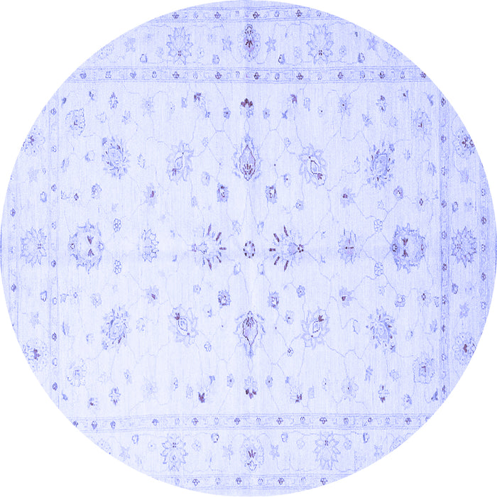 Round Machine Washable Persian Blue Traditional Rug, wshtr846blu