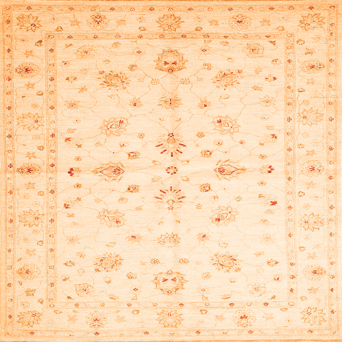 Round Machine Washable Persian Orange Traditional Area Rugs, wshtr846org
