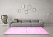 Machine Washable Persian Pink Traditional Rug in a Living Room, wshtr846pnk