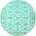 Round Machine Washable Persian Light Blue Traditional Rug, wshtr847lblu