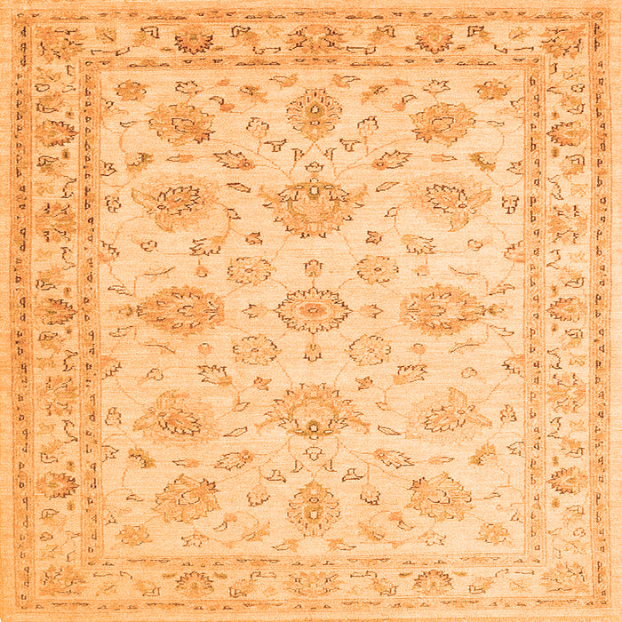Round Machine Washable Persian Orange Traditional Area Rugs, wshtr847org