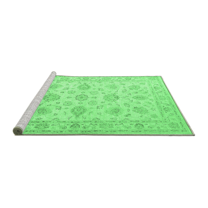 Sideview of Machine Washable Persian Emerald Green Traditional Area Rugs, wshtr847emgrn