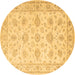 Round Persian Brown Traditional Rug, tr847brn