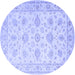 Round Machine Washable Persian Blue Traditional Rug, wshtr847blu