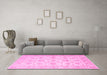 Machine Washable Persian Pink Traditional Rug in a Living Room, wshtr847pnk