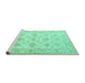 Sideview of Machine Washable Persian Turquoise Traditional Area Rugs, wshtr847turq